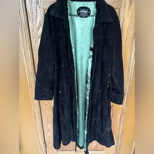 Vintage long black suede jacket